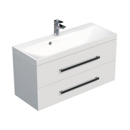 Meuble de salle de bain avec vasque Naturel Cube Way 100x40 cm blanc brillant (CUBE2100ZBL)