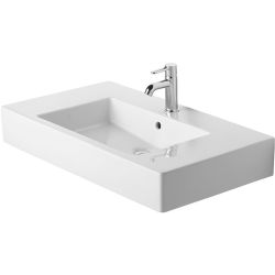 Vero Lavabo, lavabo pour meuble avec plage de robinetterie, 850 mm