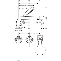 Talis S Set de finition mitigeur 3 trous 200mm pour montage sur bord de baignoire (72417000)