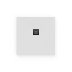 B-Way Receveur de douche carré 80x80 cm avec siphon, en marbre coulé, Noir (SATALEK80Q-S)