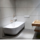 Nelly Baignoire droite Autoportante orientation droite 175x82 cm en marbre coulé, Blanc (NEL1700P)