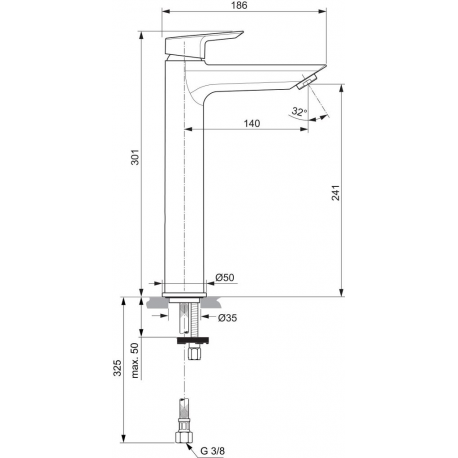 Tesi mitigeur de lavabo avec bec haut (A6575AA)