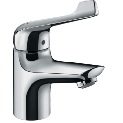 Mitigeur de lavabo PMR avec poignée extra longue + tirette et vidage, Chrome, Hansgrohe Novus 70 Care