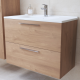 Mia Meuble 79x61x39,5 cm pour salle de bain avec miroir, lavabo et éclairage LED, Chêne (MIASET80D)