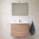 Mia Meuble 79x61x39,5 cm pour salle de bain avec miroir, lavabo et éclairage LED, Chêne (MIASET80D)