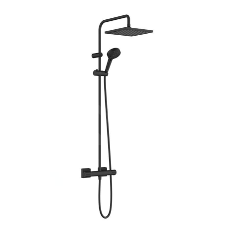 Vernis Shape - Set de douche Showerpipe 240 avec thermostat, 2 jets, EcoSmart, noir mat