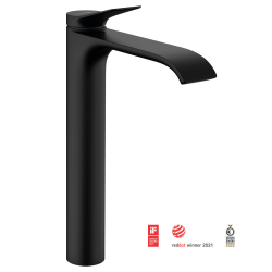 Vivenis Mitigeur de lavabo surélevé 250 sans tirette ni vidage, bec cascade, noir mat (75042670)