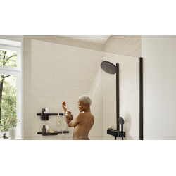Pulsify Showerpipe avec thermostat de douche Shower Tablet Select 400, EcoSmart, Noir mat