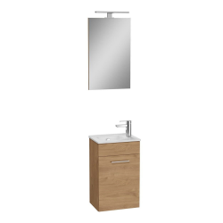 Mia Meuble 39x61x28 cm pour salle de bain avec miroir, lavabo et éclairage LED, chêne (MIASET40D)