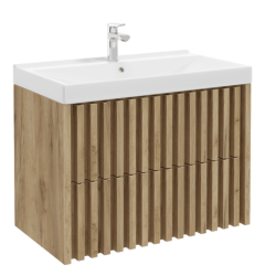 Meuble pour salle de bain avec lavabo chêne mat - Delano