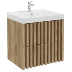 Meuble pour salle de bain avec lavabo chêne mat - Delano