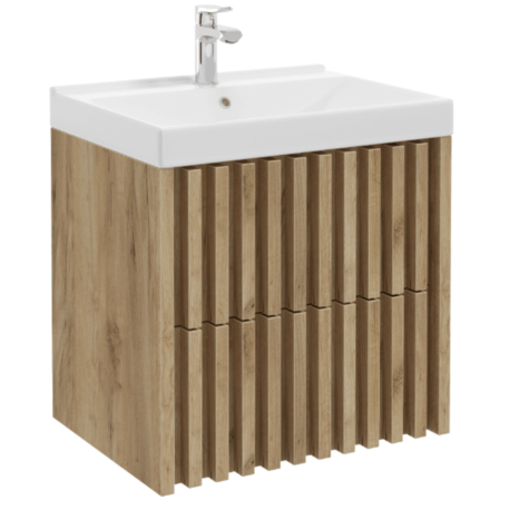 Meuble pour salle de bain avec lavabo chêne mat - Delano