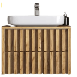 Meuble salle de bain pour vasque à poser plan chêne 80 cm - Delano