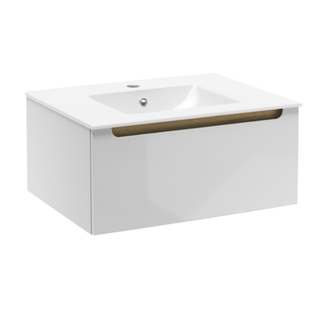 Meuble de salle de bain avec lavabo 60x30x45 cm blanc - Stilla