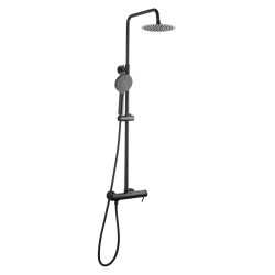 Swiss Aqua Technologies - Colonne de douche avec mitigeur mécanique + Douche de tête 200mm + Douchette 3 jets, Noire ma