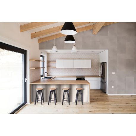 Lattes de décoration - Lambris lammelés blanc/fond chêne, 265 x 15 x 3 mm