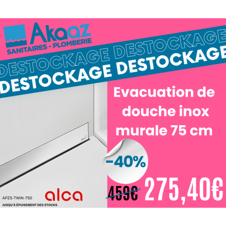 Evacuation de douche inox murale 75cm