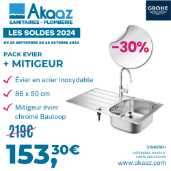 K200 Évier de cuisine réversible, avec égouttoir et robinet monocommande BauEdge