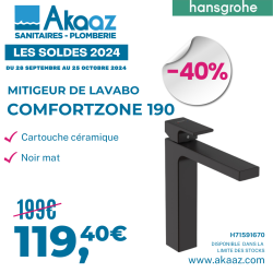 Mitigeur de lavabo ComfortZone 190 avec cartouche céramique, Noir mat, Hansgrohe Vernis Shape