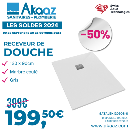 Receveur 120x80 "Alek"en marbre coulé, Gris