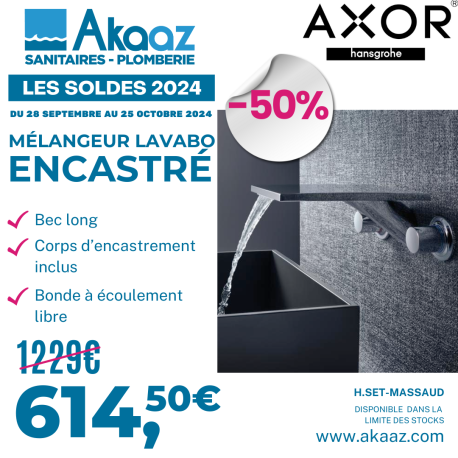 Pack : mélangeur lavabo encastré 3 trous "Massaud" + corps d'encastrement