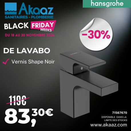 Mitigeur de lavabo 70cm "Vernis Shape", Noir