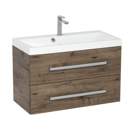 Meuble & lavabo 80x40cm "Cube Way", Chêne Wellington