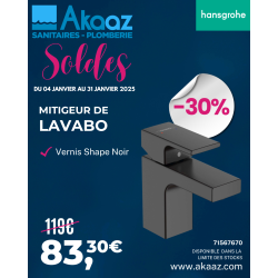 Mitigeur de lavabo 70cm "Vernis Shape", Noir