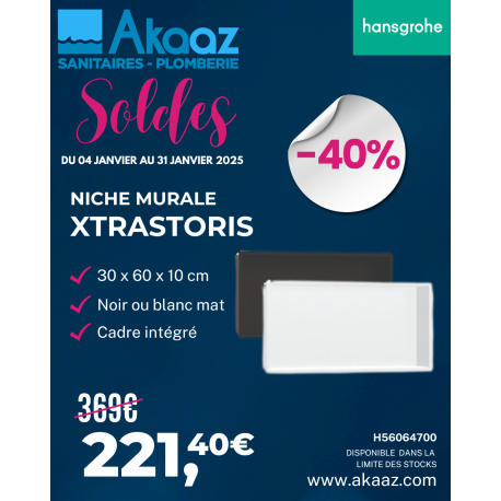 Niche de douche XtraStoris 30x60x10cm, Blanc Mat