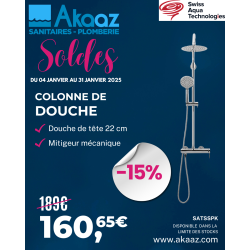 Colonne de douche avec mitigeur mécanique + Douche de tête ronde 200mm + Douchette 3 jets, Chrome