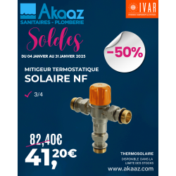 Limiteur de température réglable pour application solaire complet avec raccords avec clapet anti-retour aux entrées