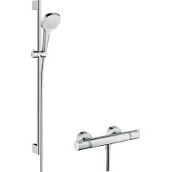 Ensemble de douche thermostatique Croma Select E Vario 0,65m/Ecostat Comfort, Blanc/Chrome