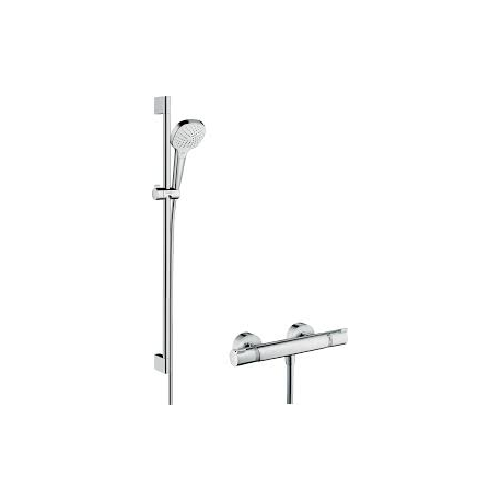 Ensemble de douche thermostatique Croma Select E Vario 0,65m/Ecostat Comfort, Blanc/Chrome