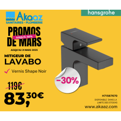 Mitigeur de lavabo 70cm "Vernis Shape", Noir