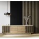 Lattes de décoration - lambris lamellé noir 275x176x3mm fond chêne