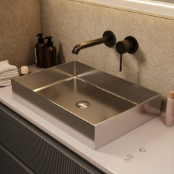 Vasque à poser Timless 55x38x11cm + bonde, acier inox, Chrome Brossé