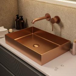 Vasque à poser Timless 55x38x11cm + bonde, acier inox, Cuivre Brossé