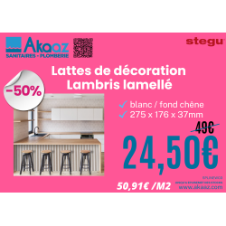Lattes de décoration - Lambris lammelés blanc/fond chêne, 265 x 15 x 3 mm