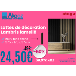 Lattes de décoration - lambris lamellé noir 275x176x3mm fond chêne