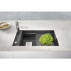 Évier de cuisine sous-plan 760x460 mm en fragranit+, Noir