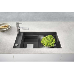 Évier de cuisine sous-plan 760x460 mm en fragranit+, Noir