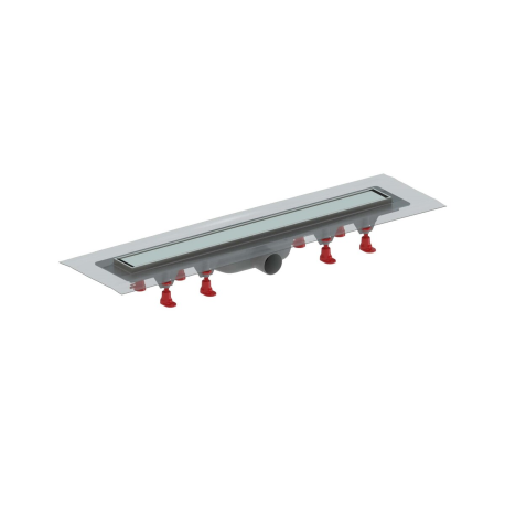 Caniveau de douche Project 75cm acier inox avec grille,pieds,siphon,isolation débit 56l/min