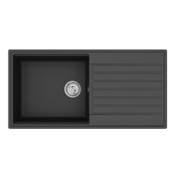 Evier à encastrer 100x50cm avec égouttoir réversible en granite, noir