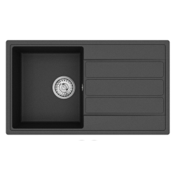 Evier à encastrer 76x44cm avec égouttoir réversible en granite, noir
