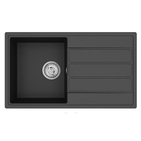 Evier à encastrer 76x44cm avec égouttoir réversible en granite, noir