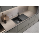 Evier à encastrer 76x44cm avec égouttoir réversible en granite, noir