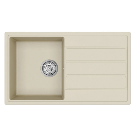 Evier à encastrer 76x44 cm avec égouttoir réversible en granite, Jasmin