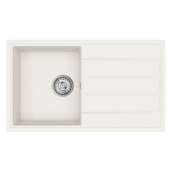 Evier à encastrer 76x44 cm avec égouttoir réversible en granite, Blanc