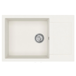 Evier à encastrer 78x50cm avec égouttoir réversible en granite, blanc