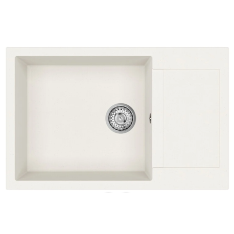 Evier à encastrer 78x50cm avec égouttoir réversible en granite, blanc